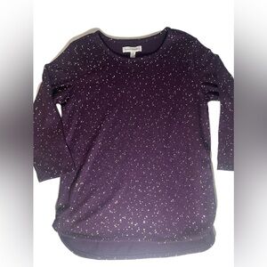 Emily Daniels Purple Silver Glitter Pullover Sweater Women Size Small NWT